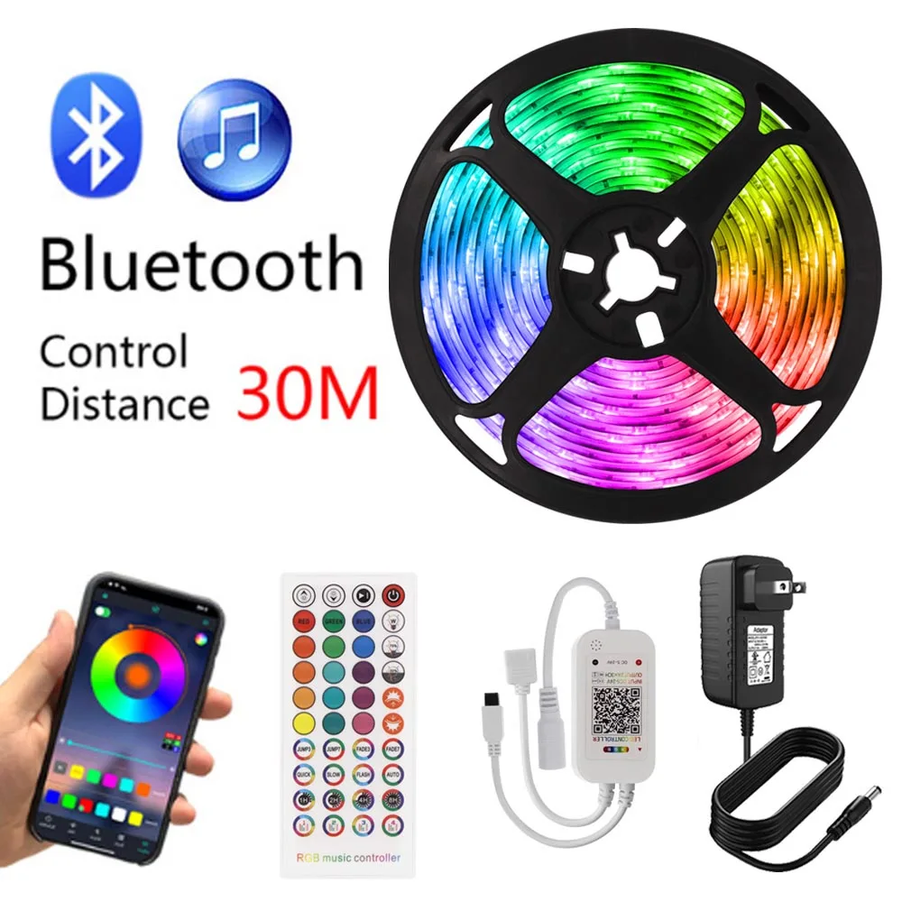 

RGB 5050 Bluetooth Led Light Strip 16 Million Colors Neon Lighting DC 12 With Remote Time Setting Decor for Kitchen Bedroom