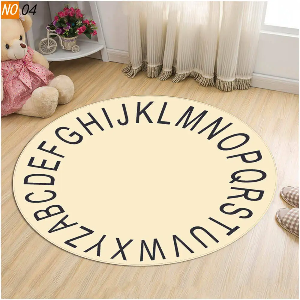 

INS Kids Crawling Carpet Baby Infant Play Mats Letter Pattern Floor Rug Fleece Round Blanket Children Room Decor Game Pad Gifts