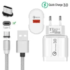 Магнитное зарядное устройство USB QC 3,0, быстрое зарядное устройство с магнитным проводом типа C для Samsung Galaxy A5 A7 2017 A50 C9 Pro Note 10 Google Pixel 3a 3 XL