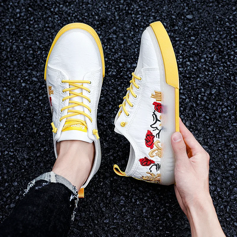 Мужская обувь модные холщовые кроссовки с цветочной вышивкой мужские эспадрильи