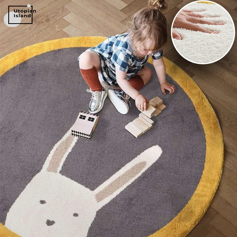 

Kids Carpets Modern Living Room Plush Carpet In The Bedroom Round Room Carpets Rabbit Giraffe Animal Furry Mat For Children