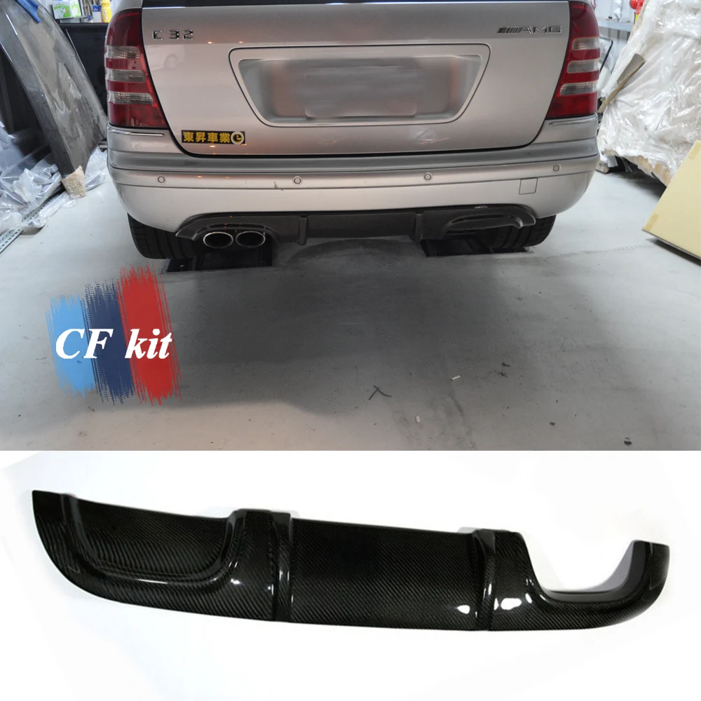 Губа заднего бампера из углеродного волокна для Mercedes Benz C Class W203 AMG 2001-2007 Стайлинг