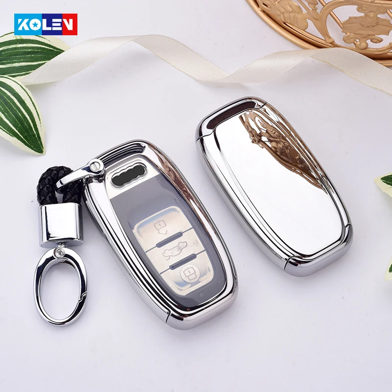 

Plating Soft TPU+PC Car Remote Key Cover Case For Audi A1 A3 A4 A5 A6 A7 A8 Q3 Q5 Q7 R8 TT S5 S6 S7 S8 A8L Keychain Shell Holder