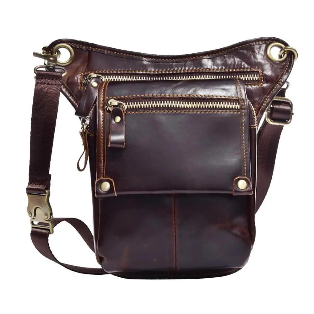 Мужская кожаная сумка через плечо Повседневная поясная дорожная для езды на