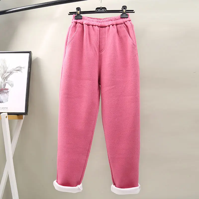 Бархатные утепленные прямые штаны-шаровары для женщин; Pantalon Femme; брюки с эластичной резинкой на талии; сезон осень-зима; повседневные спортивные брюки для женщин; C6033
