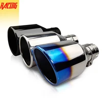 universal car exhaust muffler tip angle stainless steel pipe chrome tail muffler exhaust tip pipe blue car accessories