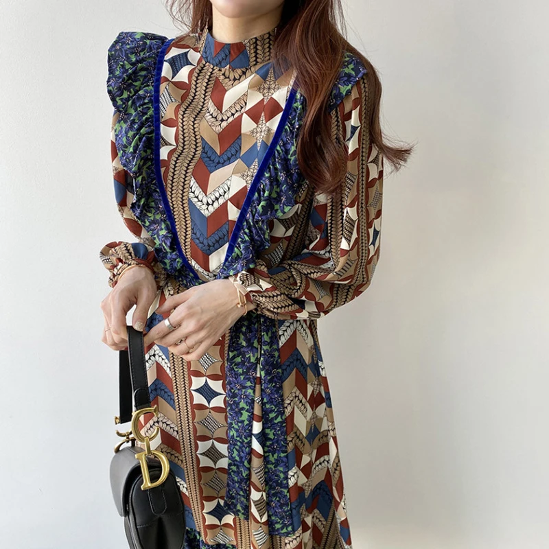 Винтаж однобортный бархатное Женское пальто с длинным рукавом оборками Femme