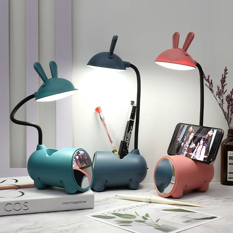 

Rabbit LED Table Lamp USB Rechargeable Desk Lamp Adjustable Touching Dormitory Reading Lamp Eye Protection Bedroom Night Light