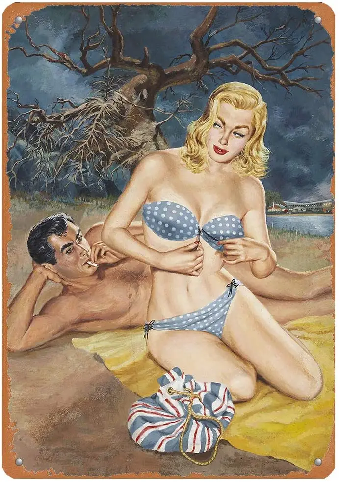 

Vintage Retro Metal Tin Sign Sexy Beauty Girl PinUp Girl Couples Home Bar Club Kitchen Restaurant Wall Art Decor Plaque Signs