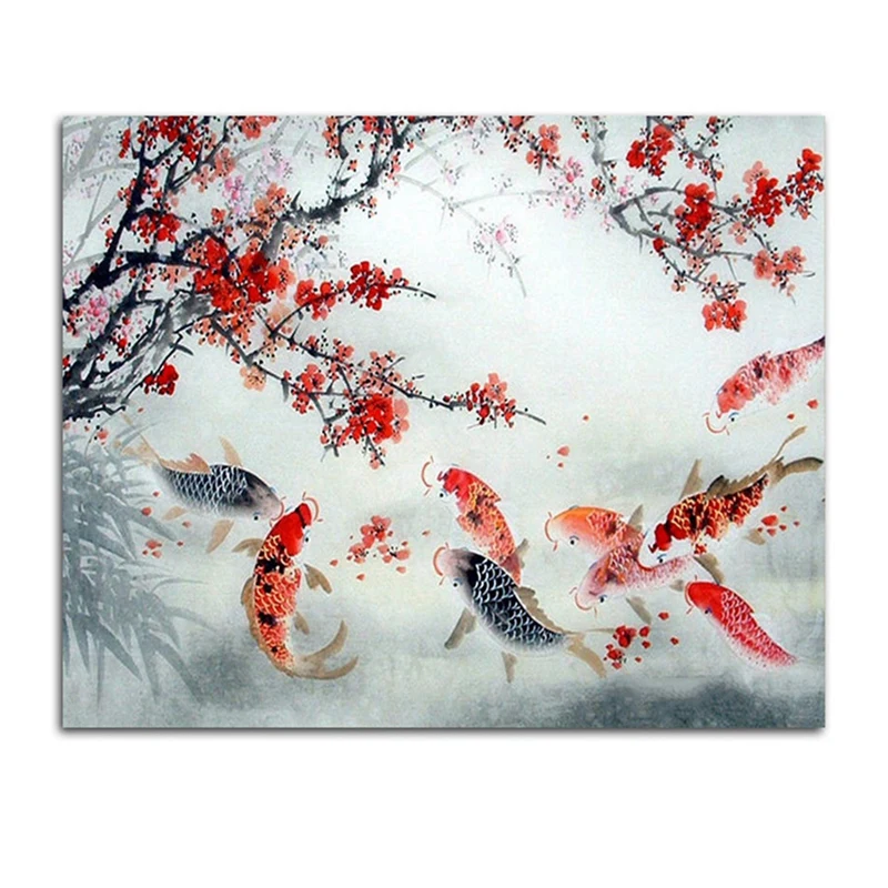 

Diamond Painting Chinese Style Koi Carp Fish Diy Diamond Embroidery Cross Stitch Kits Full Drill Round