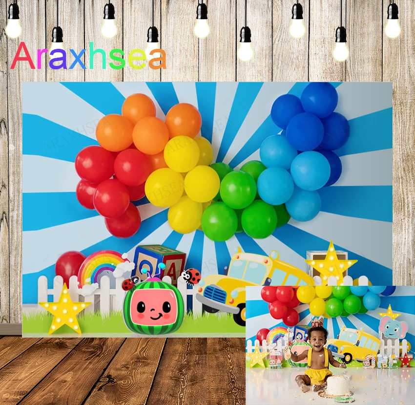 

Cocomelon Back To School Party Backdrop Decorations Kids Baby First Day of School School Bus Photography Background Party Banner
