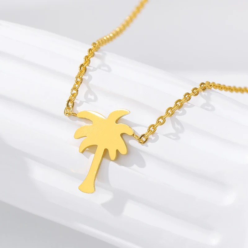 V привлечь Лето 2017 г. Jewelry Нержавеющая сталь простой Palm Tree Цепочки и ожерелья