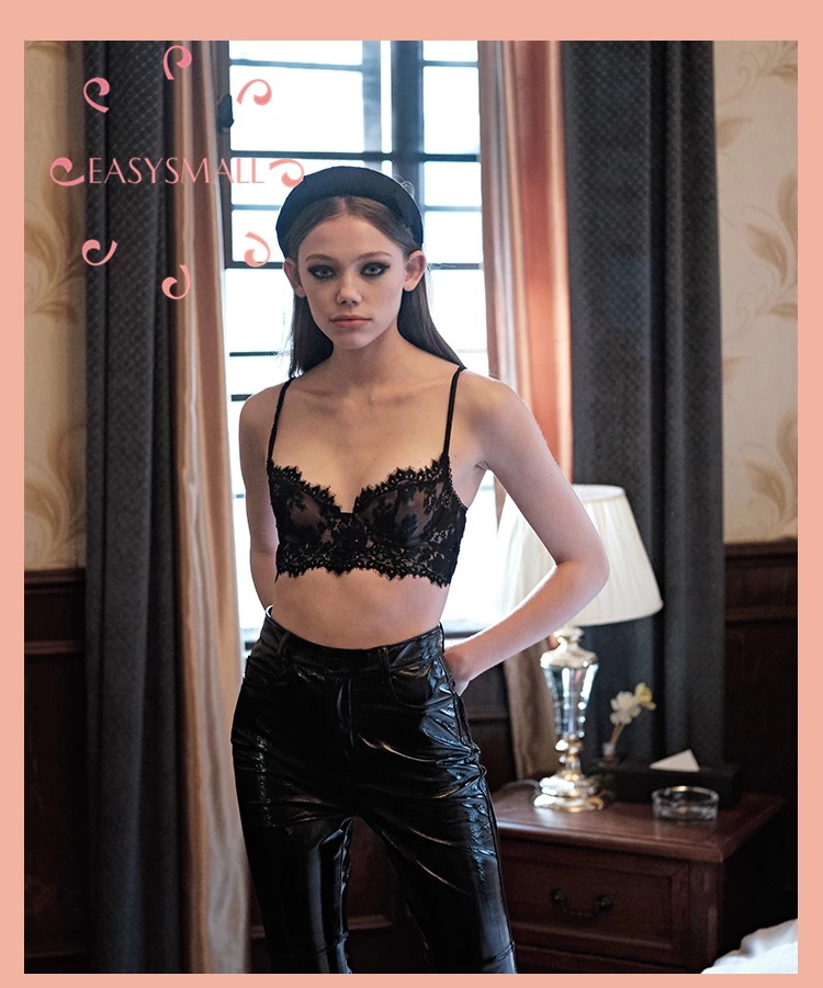 Женский бюстгальтер пуш ап EASYSMALL сексуальное нижнее белье черного цвета с