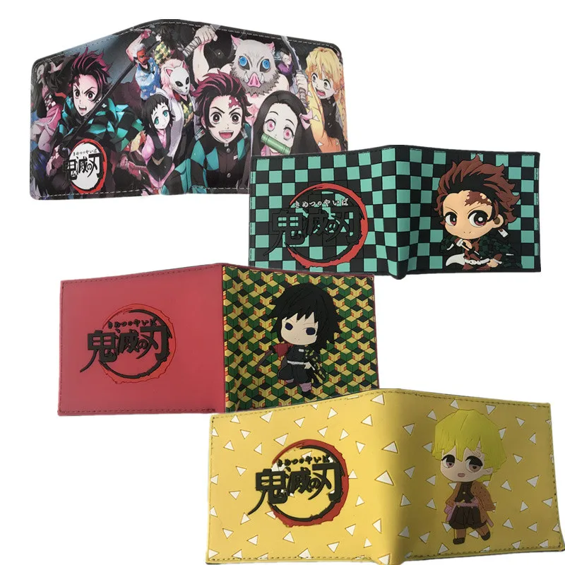 

Складной кошелек Demon Slayer Kimetsu no Yaiba, короткий бумажник с принтом, кошелек для мелочи из искусственной кожи, чехол для карт, подарок на день рож...