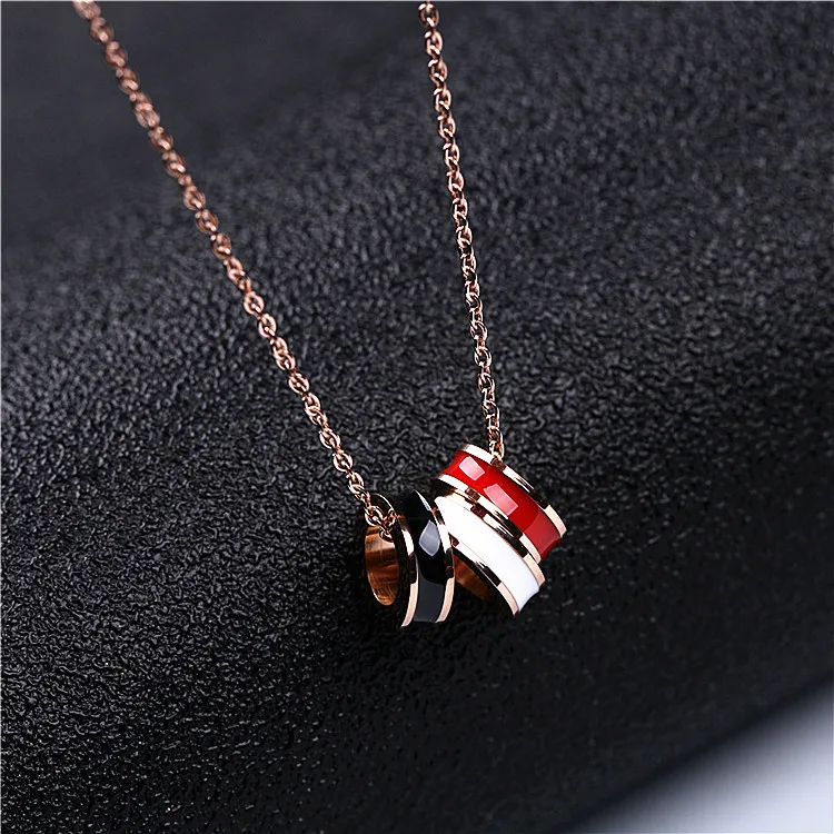 Ожерелье с подвеской в виде Круга из титановой стали ENDELI 2021 красного белого