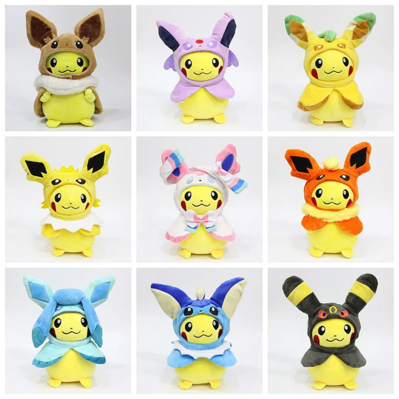 Kawaii Pocket Animals Pikachu Cosplay Evee плюшевые игрушки Gengar мягкие куклы игрушка с плащом Cos