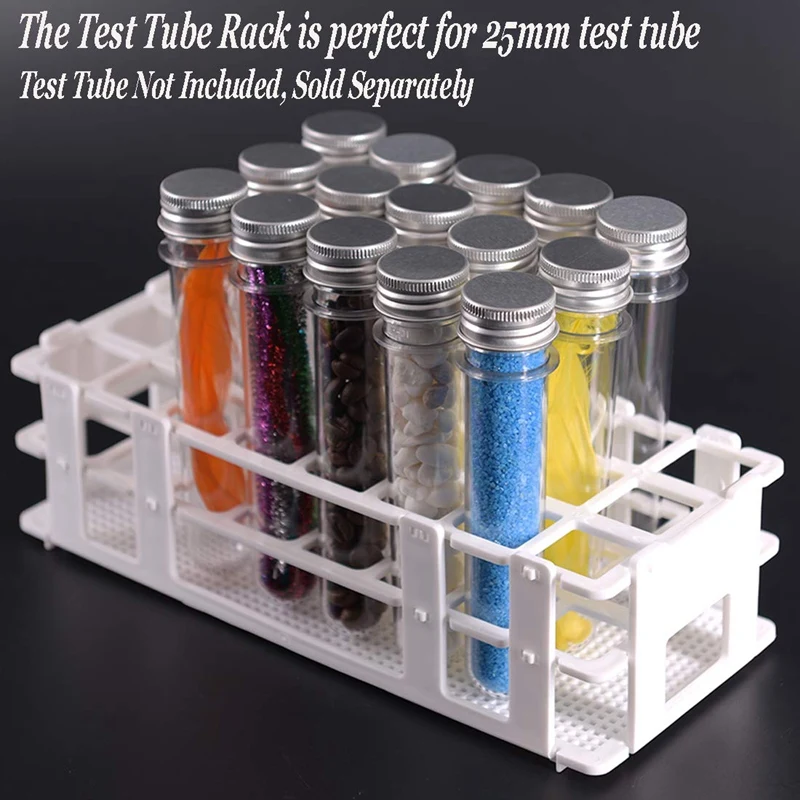 

2Pcs Plastic Test Tube Rack 24 Holes Lab Test Tube Rack Holder for 25mm Test Tubes, Detachable, White