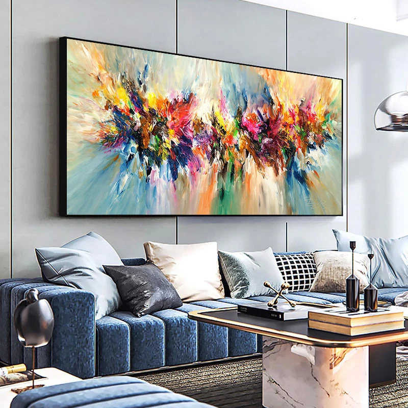 

Abstract Colorful Oil Canvas Painting Pictures Flower Posters Prints Wall Art for Living Room Home Artistic Decorative Paintings