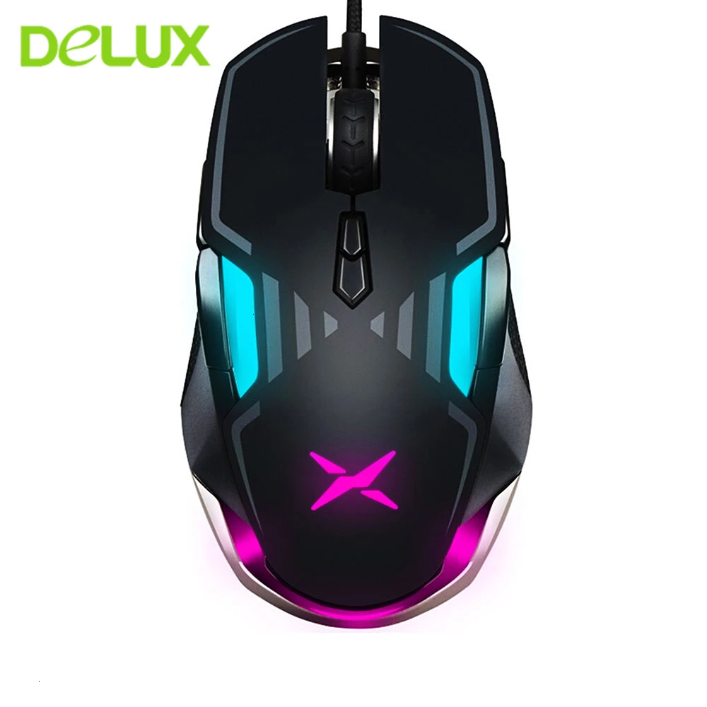 Delux M628 PMW3389 RGB Wired Gaming Mouse Gamer 9 Buttons Optical Mice 16000 DPI USB Computer Game Mouse For Overwatch