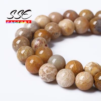wholesale natural chrysanthemum stone beads natural coral fossils round loose beads 15 strand 4 6 8 10 12mm for jewelry making