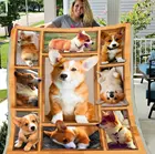 Одеяло Corgi, 3D одеяло для собак, одеяло для любителей корги, любимых домашних животных, индивидуальный подарок, Флисовое одеяло, одеяло