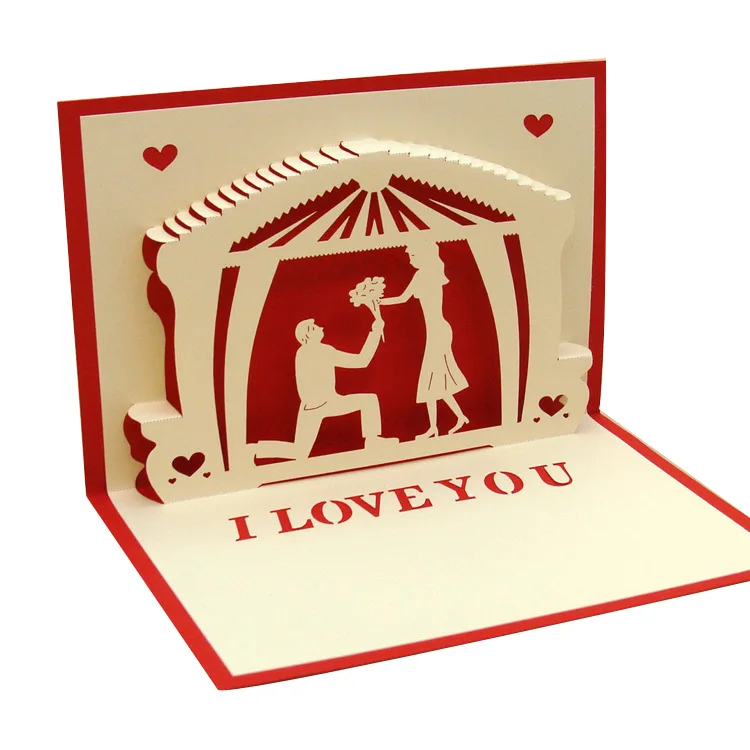 

Love 3D Pop UP Cards Valentines Day Gift Postcard with Envelope Stickers Wedding Invitation Greeting Cards Anniversary for Her