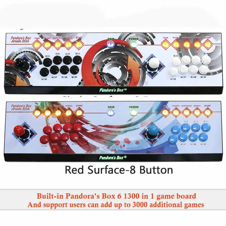 Игровая ретро-консоль Pandora box 6 с 1300 в 1 играми VGA HDMI выход заменяет джойстик Sanwa 8