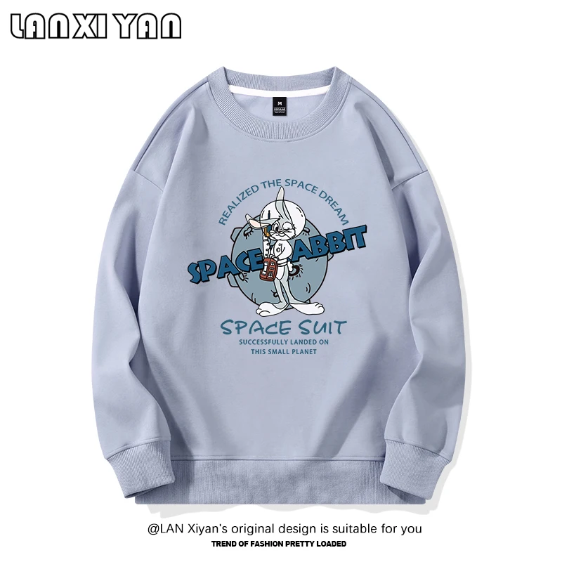 

LAN XI YAN Advanced White Sweater Women's Spring and Autumn Thin New Korean Loose Round Neck Hoodless Coat Clothes for Teens