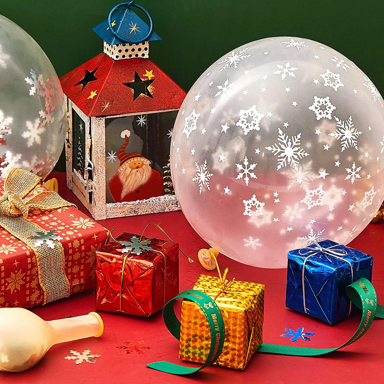 

12inch Transparent Snow Balloon Merry Christmas Decoration Latex Transparent Balloon Birthday Party Anniversary Air Balloon