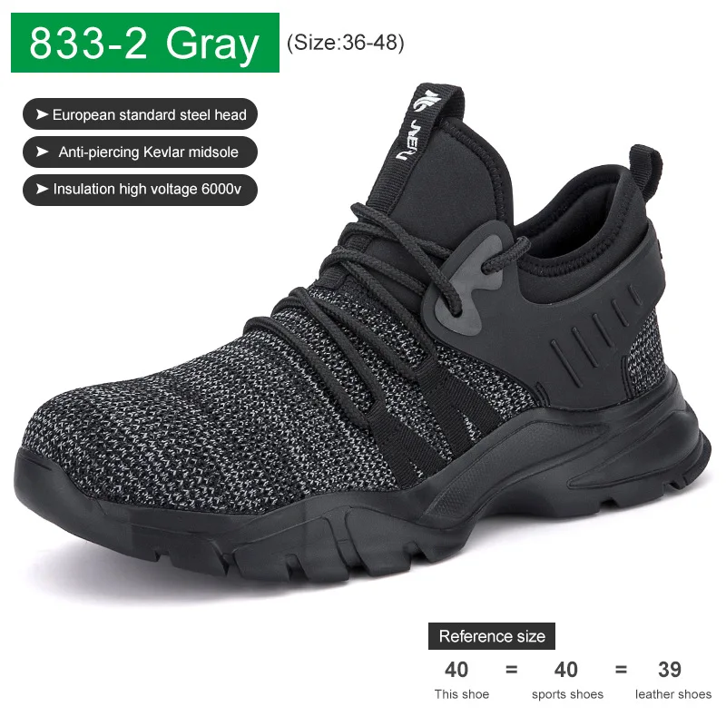 

Breathable Working Shoes Man Safety Lightweight Puncture-Proof Safety Boots Air Mesh Steel Toe Work Shoes Dropshipping
