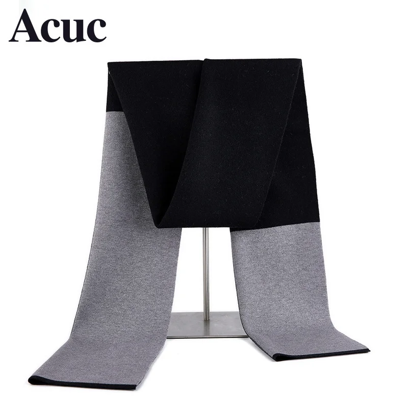 

Acuc winter new men's scarf warm thickened wool color matching business knitting neck