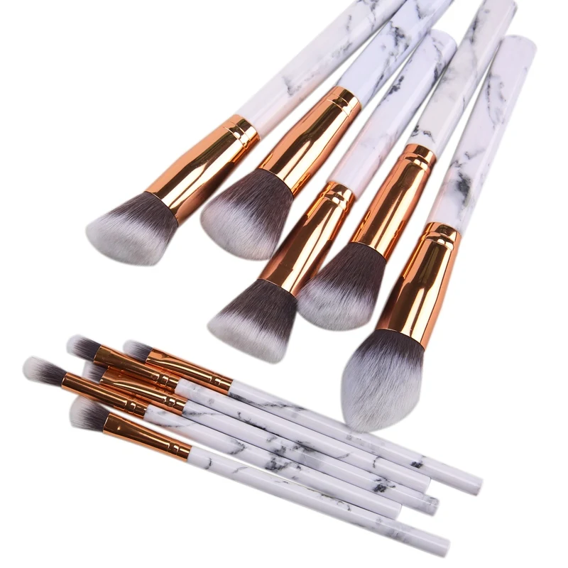 Мраморная Кисть для макияжа 10 шт. косметический инструмент с белыми ручками
