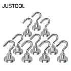 Крепкие Магнитные Крючки JUSTOOL, 20 шт., сверхпрочные настенные крючки, вешалка для ключей, пальто, чашек, D16 мм, неодимовые, крюк-магнит