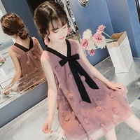 2021 new summer dress for girls 12 childrens clothing 11 princess party fashion v neck mesh dresses 10 years clothes for girls
