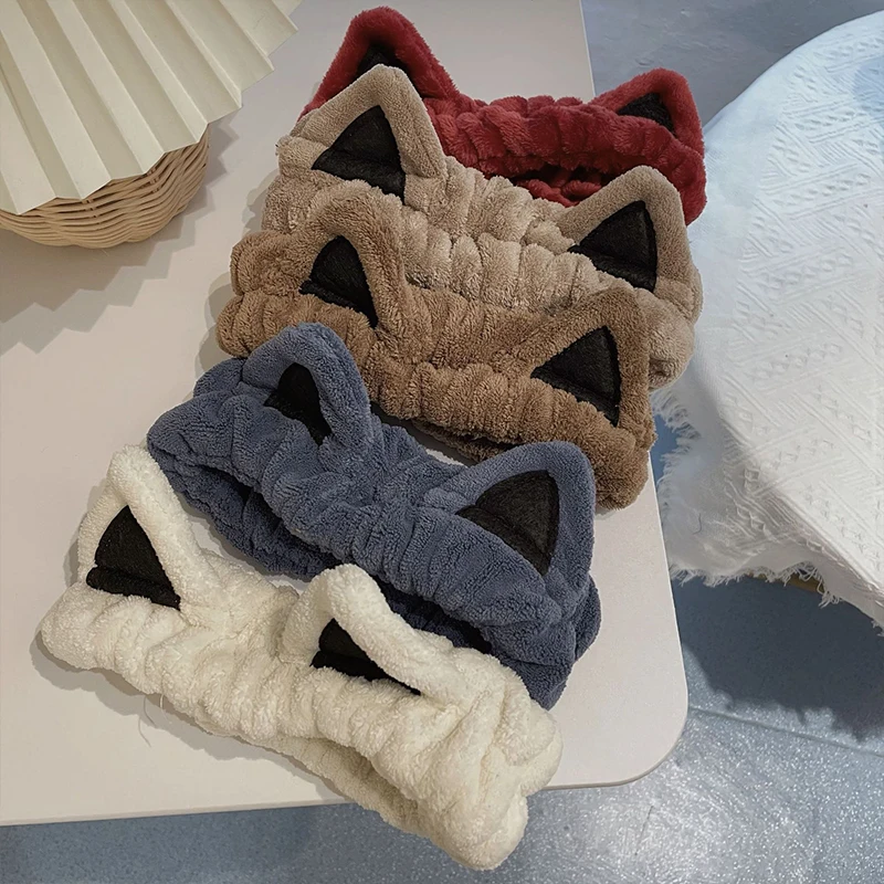 

All-matched Cat Ears Wide Brim Hair Band Korean Style Soft Face Wash Hair Accessories Solid Color Temperament Headband