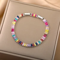 new fashion colorful crystal bracelets for women cubic zirconia tennis bracelet bangle jewelry gift mujer femme