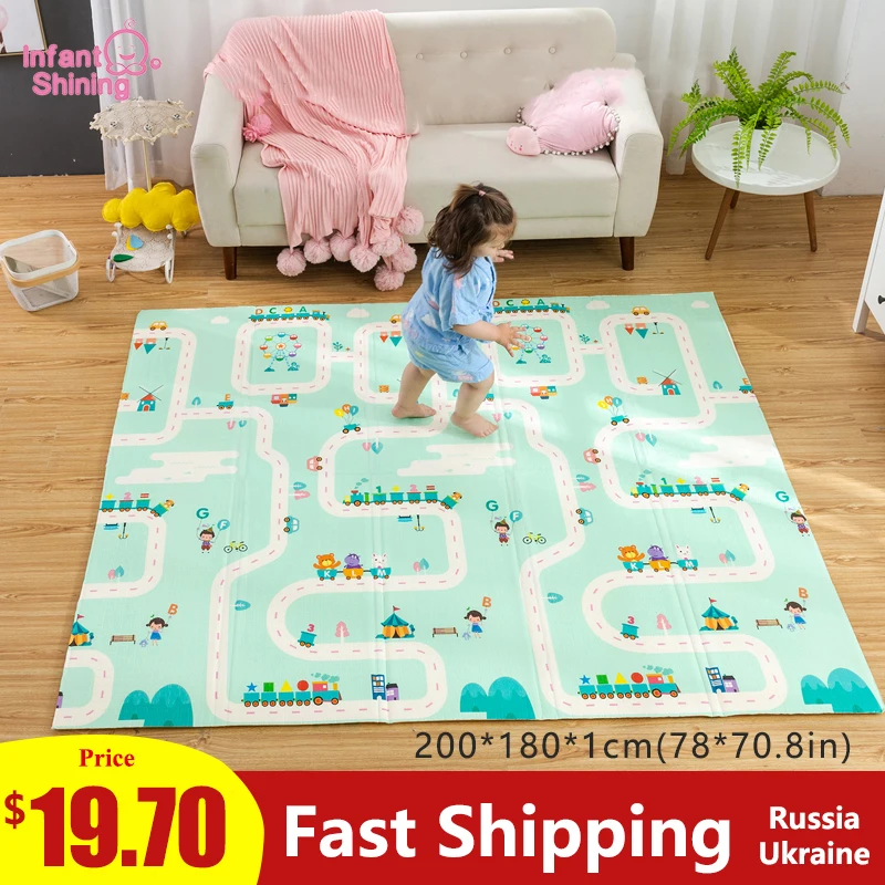 180X200CM Baby Mat 1CM spessore Cartoon XPE Kid Play Mat pieghevole antiscivolo tappeto gioco per