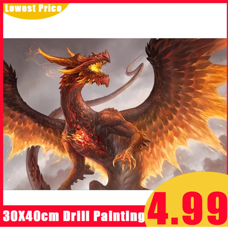 5D DIY Алмазная картина полностью квадратная/круглая дрель &quotкрасный дракон&quot