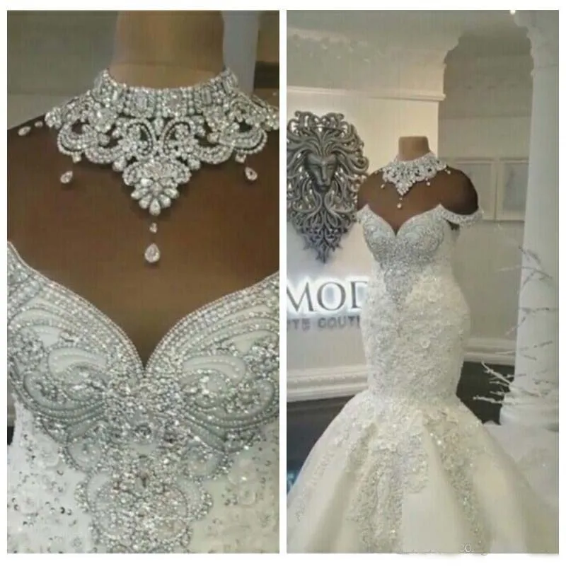 Luxury Dubai Arabic Mermaid Wedding Dress 2019 Beaded Crystals Court Train Bridal Gowns Plus Size Custom Made | Свадьбы и торжества
