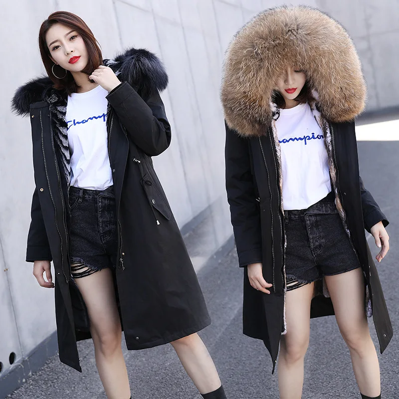 Зимнее женское пальто парка с натуральным мехом Женская капюшоном из
