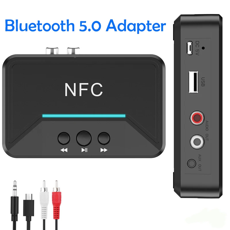 NFC Bluetooth 5 0 адаптер EDR Беспроводной аудиоприемник с RCA 3 мм AUX разъем стерео