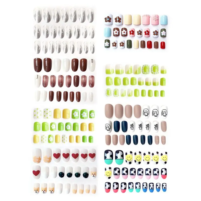 24 шт./компл. элегантные Цвет прыгать дизайн накладные ногти простая средне