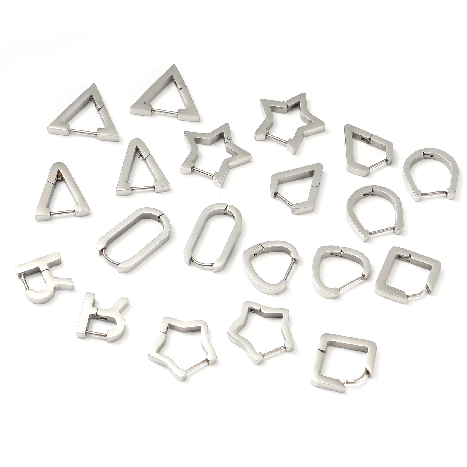 

1 Pair Stainless Steel Hoop Earrings Silver Color Geometric Fashion Jewelry Earrings for Man Women Post/ Wire Size: (19 gauge)