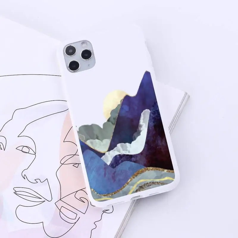 

Mountain Marble Moon aesthetics Phone Case Candy Color for iPhone 6 7 8 11 12 s mini pro X XS XR MAX Plus