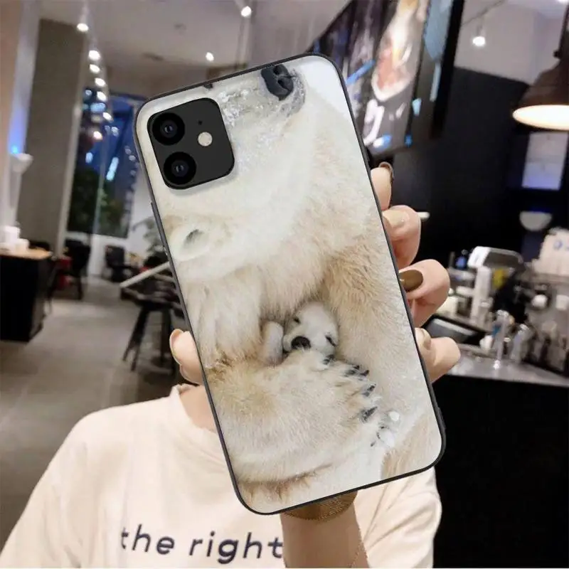 

LJHYDFCNB Black Soft Polar Bear Phone Case For Iphone 6 6s 7 8 Plus XR X XS 11 12 Pro Mini Max