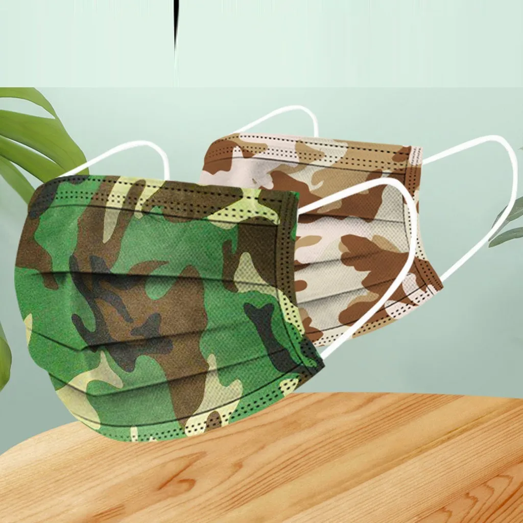 50pc Camouflage Respirator Scarf Mascarilla Mask For Face Маски Mascherine Disposable Industrial 3ply Ear Loop Masque | Безопасность