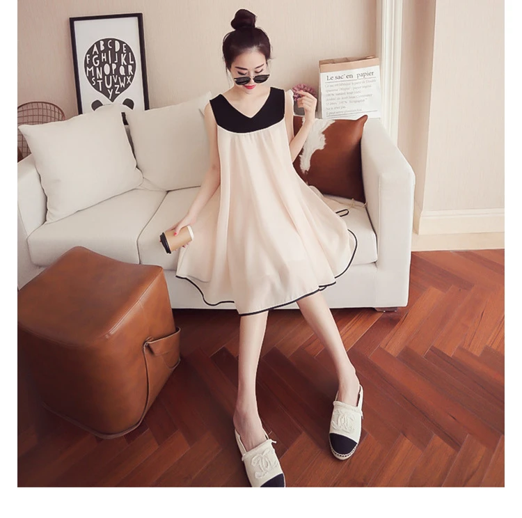 Afei Tony 2019 летние платья для беременных с v образным вырезом без рукавов Одежда