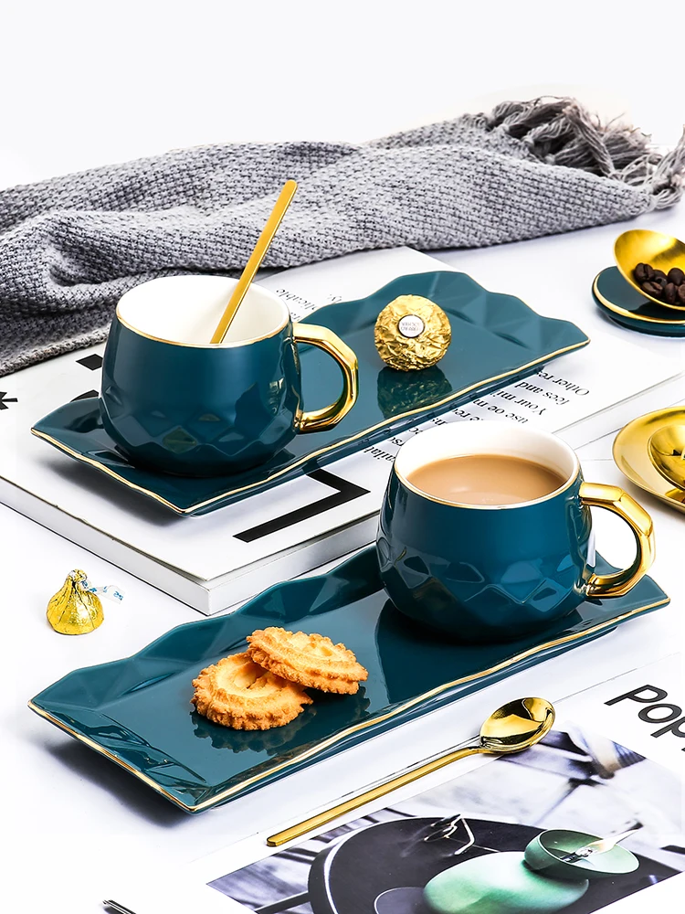 

INS Nordic Ceramic Coffee Cup Saucer Spoon Sets Mug Cup Set Afternoon Tea Party Tea Cup Sets Creative Home Wedding Drinkware