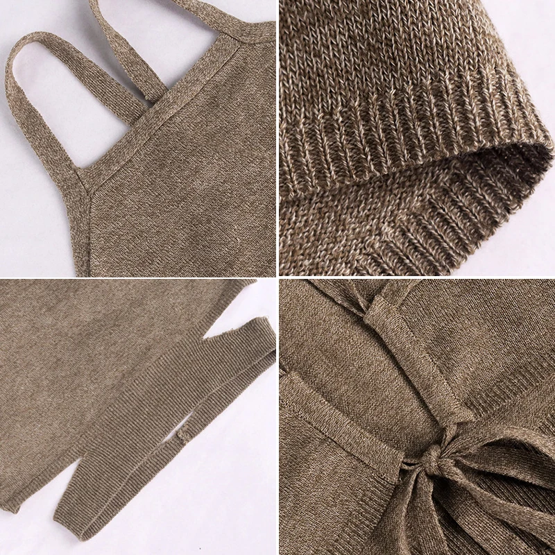 

JULISSA MO Knitted Backless Skinny Crop Tops Women Summer Sleeveless Halter Solid Lace up Camis Tee Femme Sexy Tops Streetwear