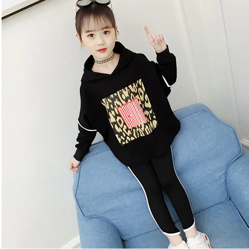 Kids Clothing Suit for Teen Girls Autumn Long-Sleeve Hooded Shirt Top Pants Children's Clothes Fashion Outfits 4-12 Years | Детская
